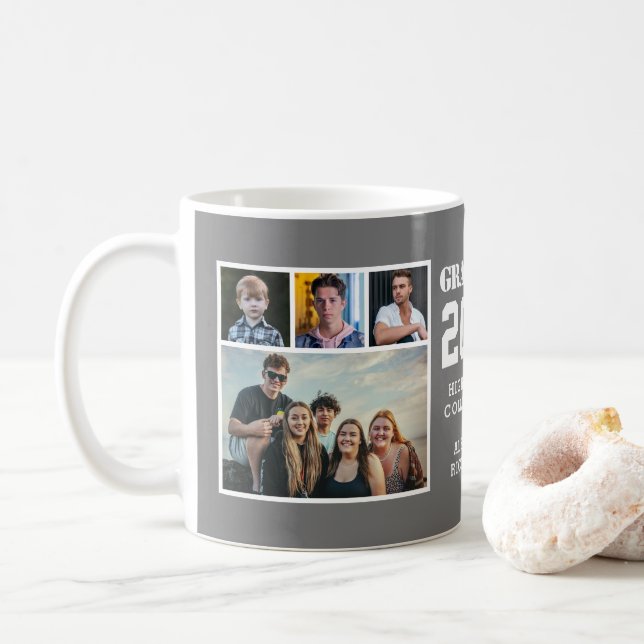Mug Typographie moderne en gras 4 Collage de photos Di (Avec donut)