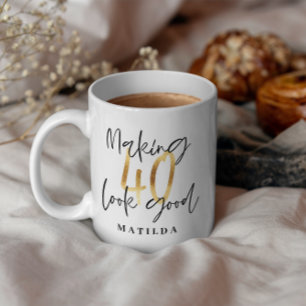 Mug Typographie moderne noir et or 40e anniversaire
