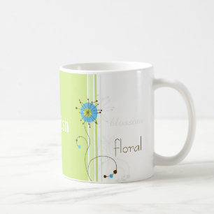 Mug Typographie moderne simple à fleurs verte