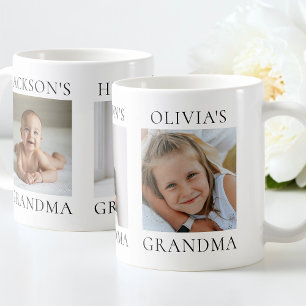 Mug Typographie noire moderne Grandkids 3 Photo Grand-