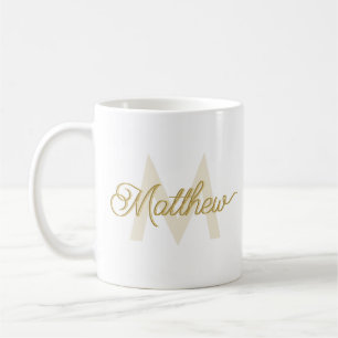 Mug Typographie Or moderne Ajouter un nom et Monogram 