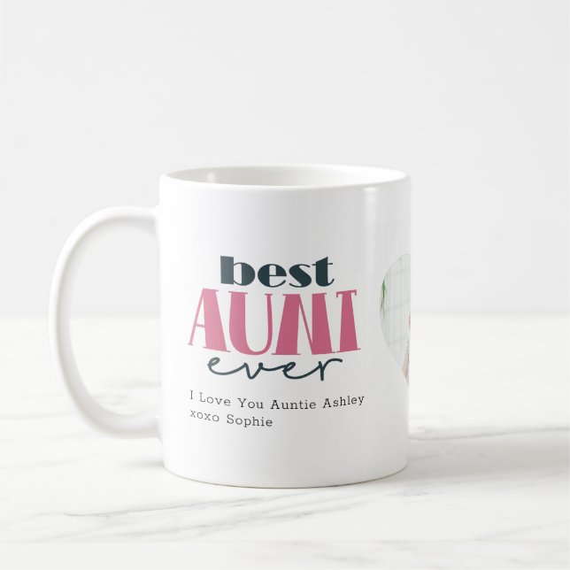 Mug Typographie photo de la meilleure tante jamais (Gauche)