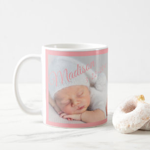 Mug Typographie photo du nouveau-né rose