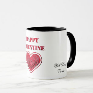 Mug Typographie romantique des roses rouges Bonne Sain