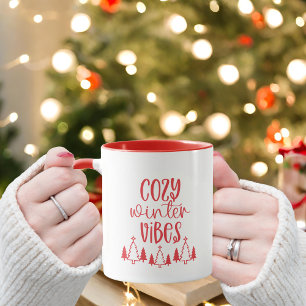 Mug Typographie rouge moderne Vibes d'hiver confortabl
