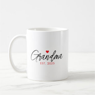 Mug Typographie simple noire et rouge Nouvelle grand-m