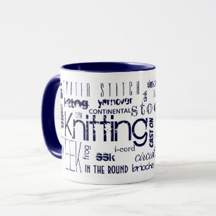 Mug Typographie tricot Mots Termes Bleu