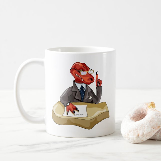 Mug Tyrannosaurus Rex Boss Assis À Un Bureau. 2 (Avec donut)