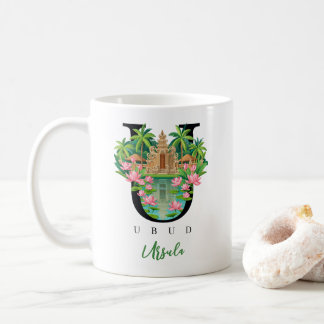 Mug Ubud Bali Monogramme Lettre U Cadeau Personnalisé