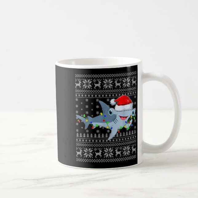 Mug Ugly Sweater Xmas Lights Santa Hammerhead Shark Ch (Droite)