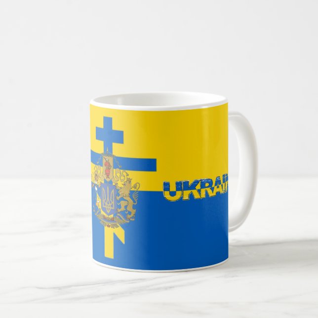 Mug Ukraine Croix et Emblème national (Devant droit)
