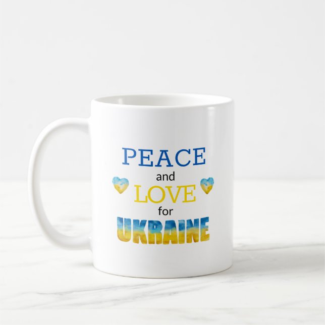 Mug Ukraine Paix Et Coeurs Amoureux Café M (Gauche)