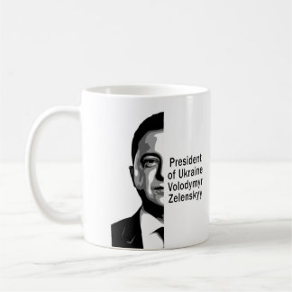 Mug Ukraine Président Zelenskyy Half Portrait B&W Art