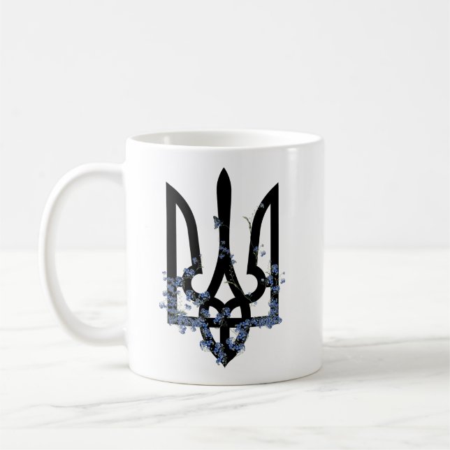 Mug UKRAINE. Trident Trizub - coat of Arms of Ukraine. (Gauche)