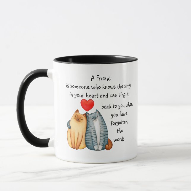 Mug Un Ami Aimé Aimer Citation Cute Cats (Gauche)