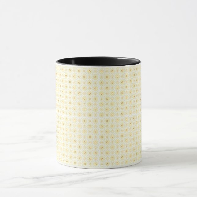 Mug un arrière - plan jaune et blanc aux petits cercle (Centre)