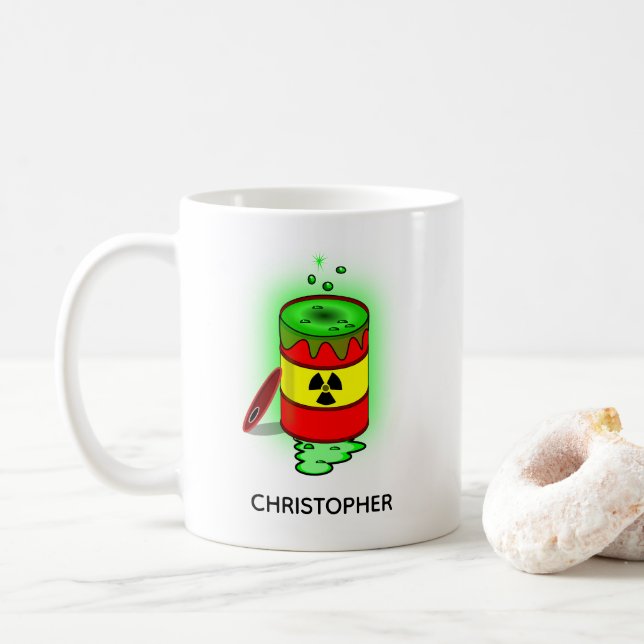 Mug Un baril de déchets toxiques verts amusant (Avec donut)