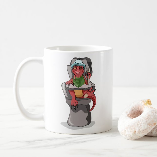 Mug Un Bébé Tyrannosaurus Rex Assis Dans Une Chaise Ha (Avec donut)
