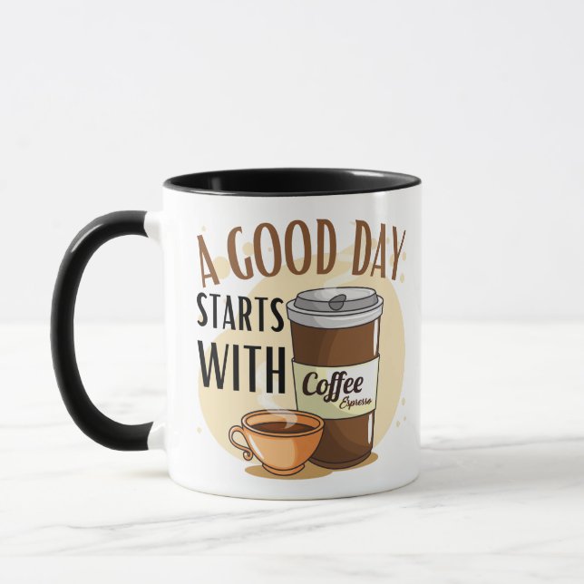 Mug un bon début de journée avec du café (Gauche)