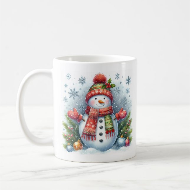 Mug Un bonhomme de neige de Noël à froid et neige (Gauche)