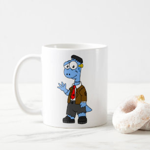 Mug Un Brontosaur Dessiné, Habillé Comme Frankenstein.