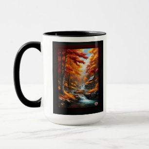 Mug Un Cabine dans Bois d'automne AI Concept Art par X