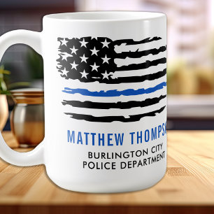 Mug Un cadeau de la Ligne Bleue Mince - American Flag 