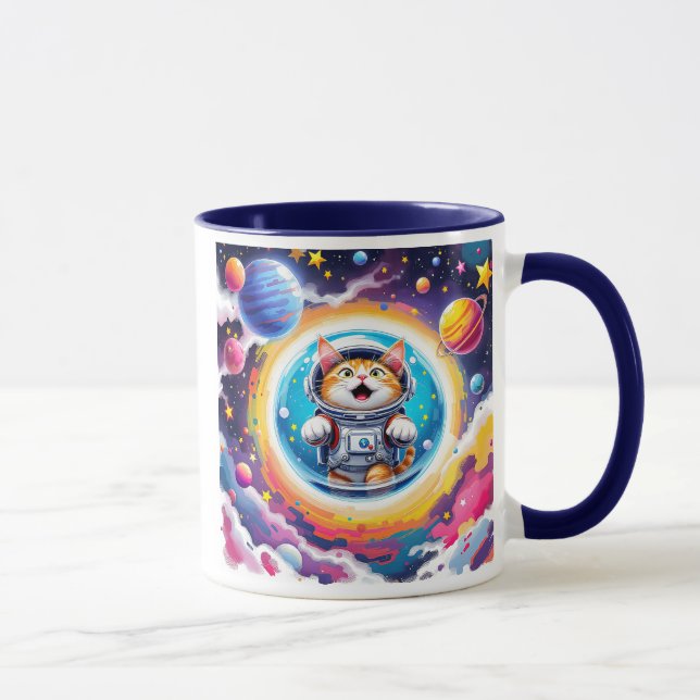 Mug Un chat astronaute flottant dans l’espace. (Droite)