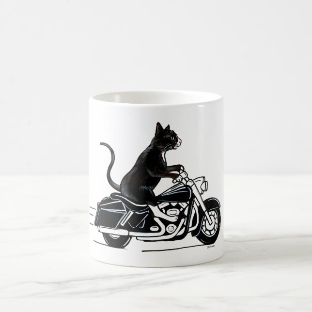 Mug Un Chat Noir À La Moto (Centre)