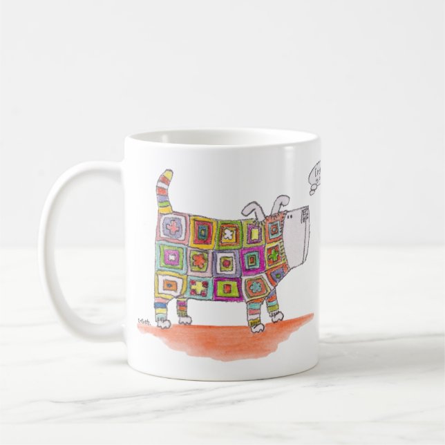 Mug Un chien en tenue au crochet. (Gauche)