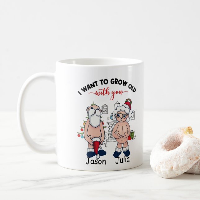 Mug Un couple blanc, je veux vieillir avec toi (Avec donut)