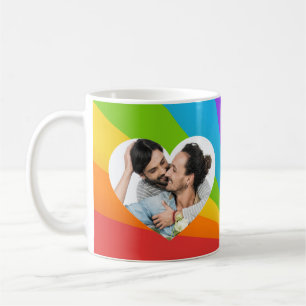 Mug Un couple gay en arc-en-ciel photo de Heart Romant