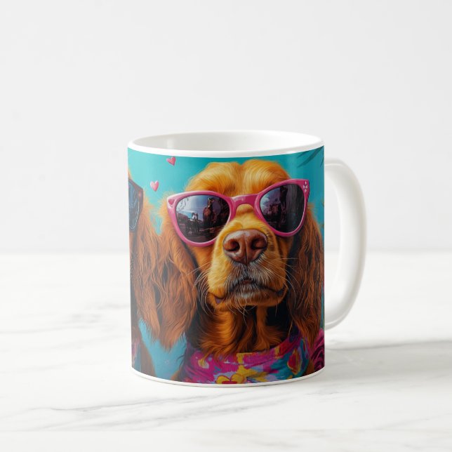 Mug Un couteau rouge irlandais avec coeur Roses Saint- (Devant droit)