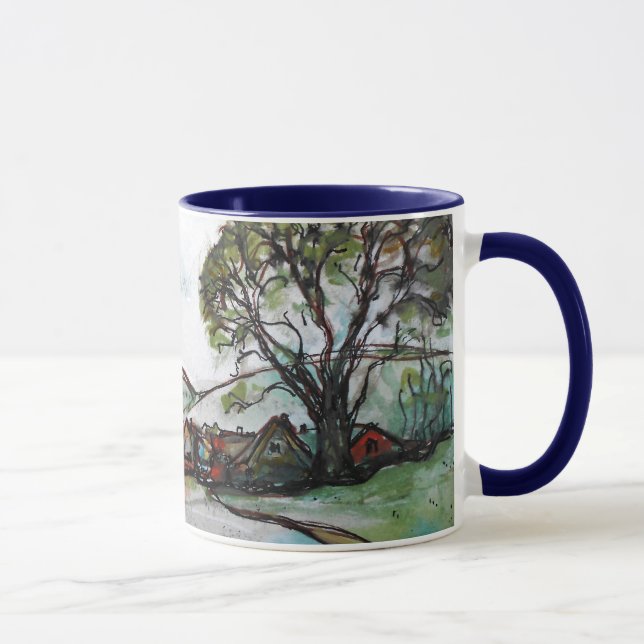 Mug Un croquis du village britannique idyllique (Droite)