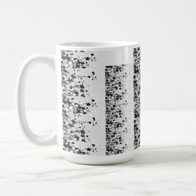 Mug Un ensemble complexe de design floral noir et blan (Gauche)
