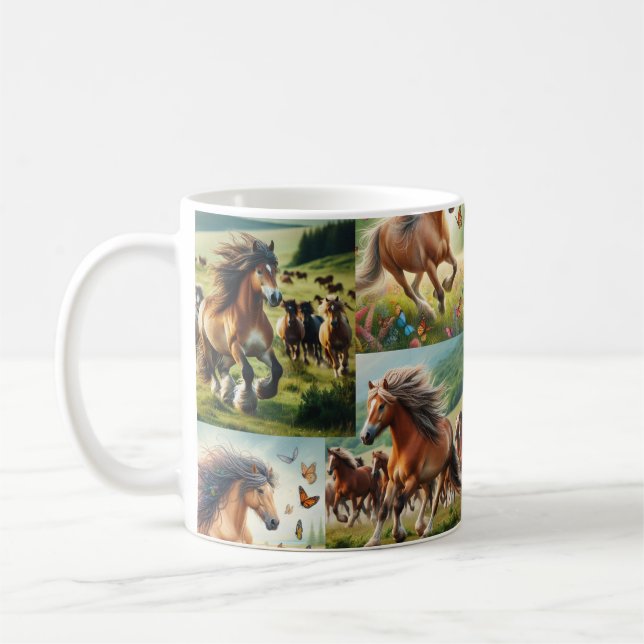 Mug Un groupe de chevaux sauvages courant (Gauche)