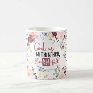 Mug Un joli Dieu Floral est en elle, elle ne tombera p