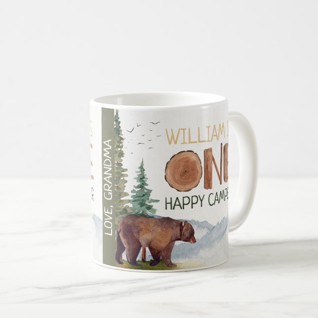 Mug Un Joyeux Camper Ours Des Bois Anniversaire  (Devant droit)