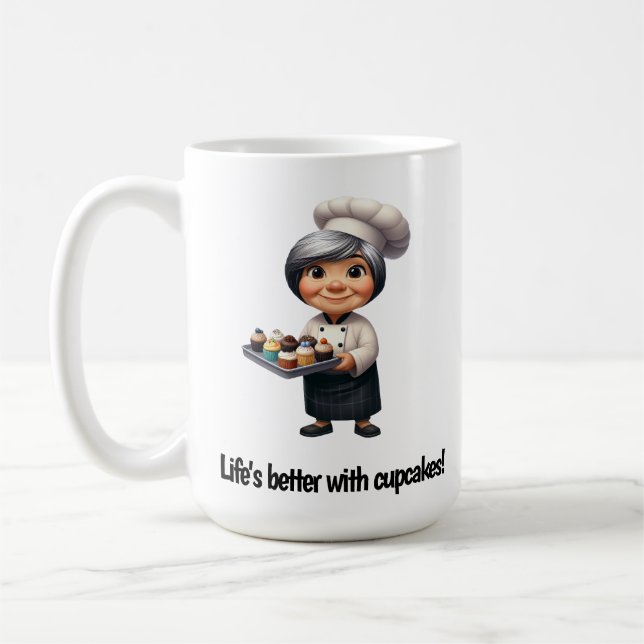 Mug Un joyeux chef pâtissier Posing pour la caméra (Gauche)