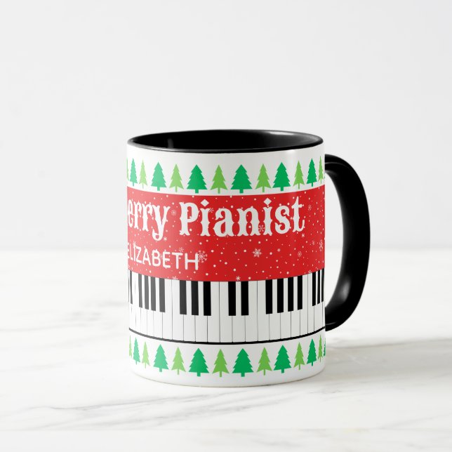 Mug Un joyeux pianiste Noël des fêtes des arbres (Devant droit)