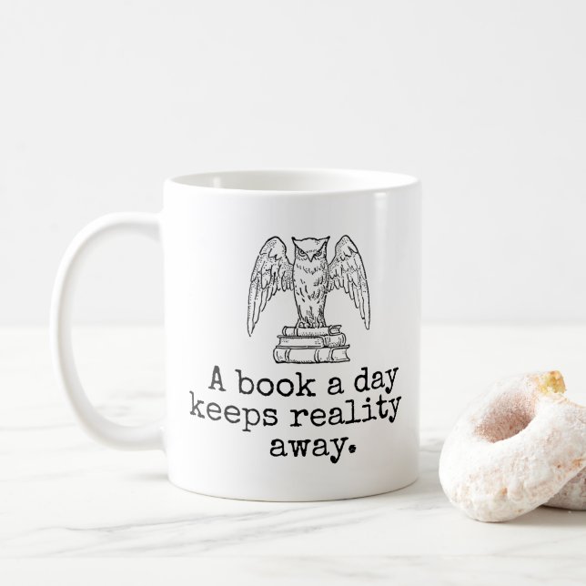 Mug Un livre par jour garde le hippie parti d'amoureux (Avec donut)