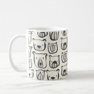 Mug Un mignon ours, un motif sans couture dessiné à la