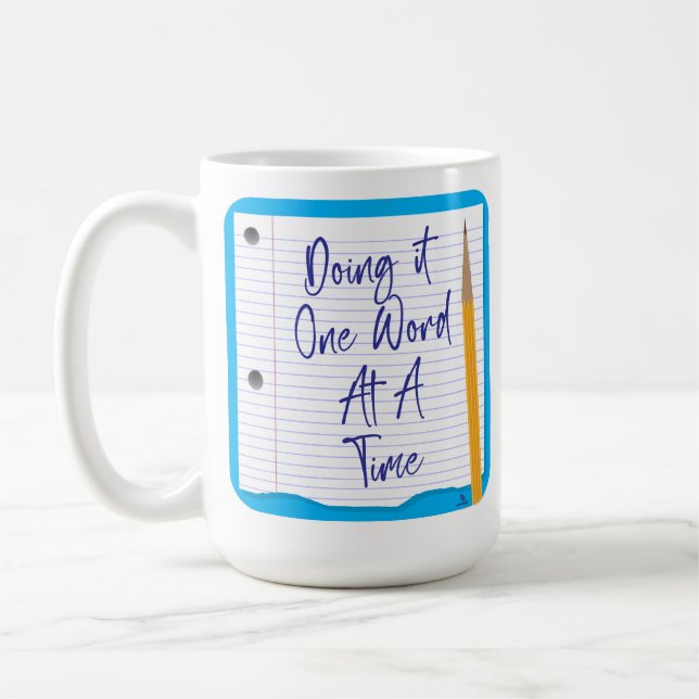 Mug Un mot à la fois écrivain Motto Art (Gauche)