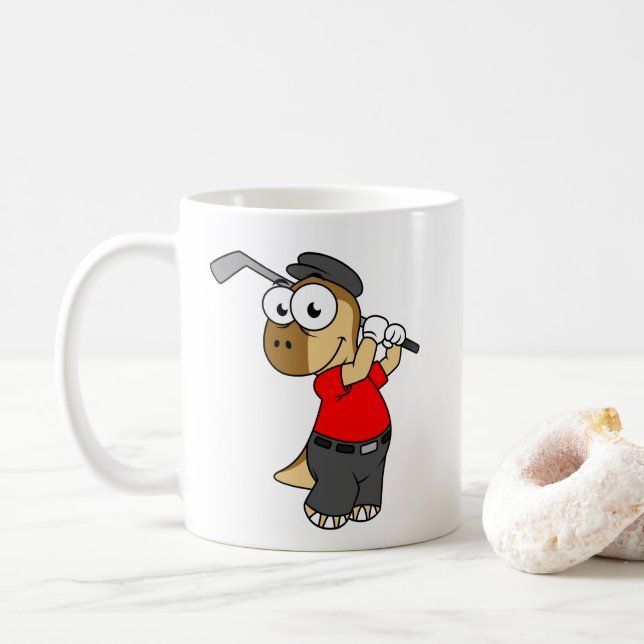 Mug Un Pachycéphalosaure Dinosaure Jouer Golf. (Avec donut)
