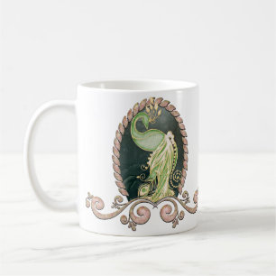 Mug Un paon majestueux en or et vert