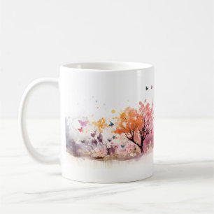 Mug Un Papillon Et Un Arbre Dans Le Jardin Des Fleurs
