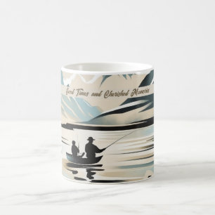 Mug Un père et un fils minimalistes qui pêchent des so