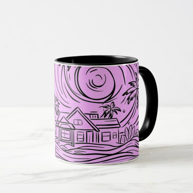 Mug un soleil levant devant la mer,mug (Devant droit)