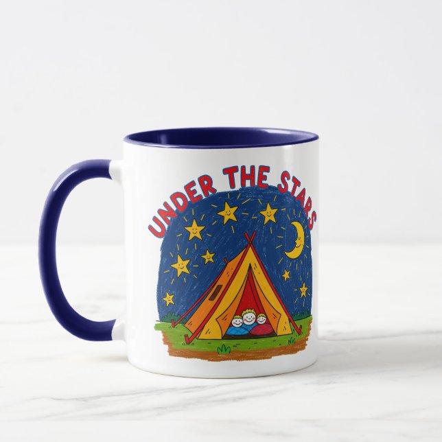 Mug Under the Stars Kids Camping Drawing (Gauche)