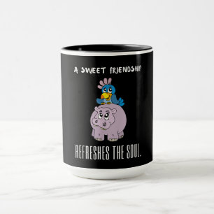 Mug Une Amitié Douce Rafraîchit L'Âme Violet Hippo